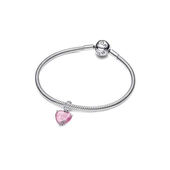 Charm Pendente Cuore Rosa Ti Voglio Bene Mamma