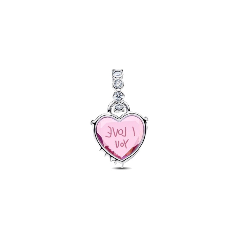 Charm Pendente Cuore Rosa Ti Voglio Bene Mamma