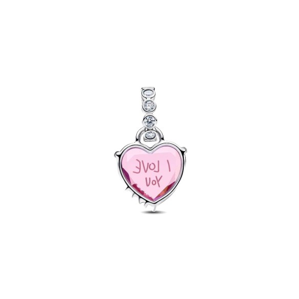 Charm Pendente Cuore Rosa Ti Voglio Bene Mamma