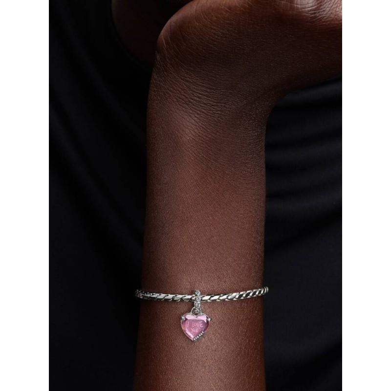 Charm Pendente Cuore Rosa Ti Voglio Bene Mamma