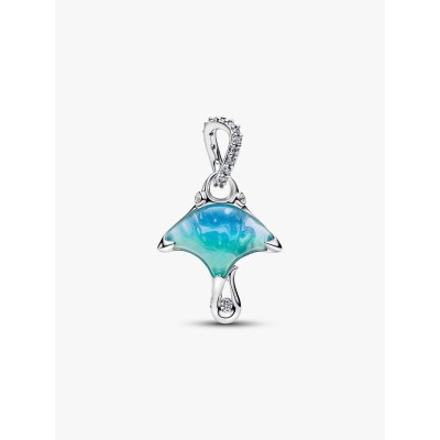 Manta sterling silver dangle with clear cubic zirconia, white bioresin
