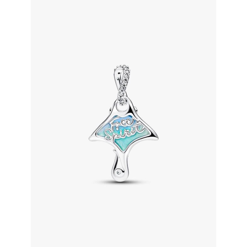 Manta sterling silver dangle with clear cubic zirconia, white bioresin