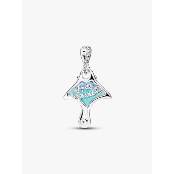 Manta sterling silver dangle with clear cubic zirconia, white bioresin