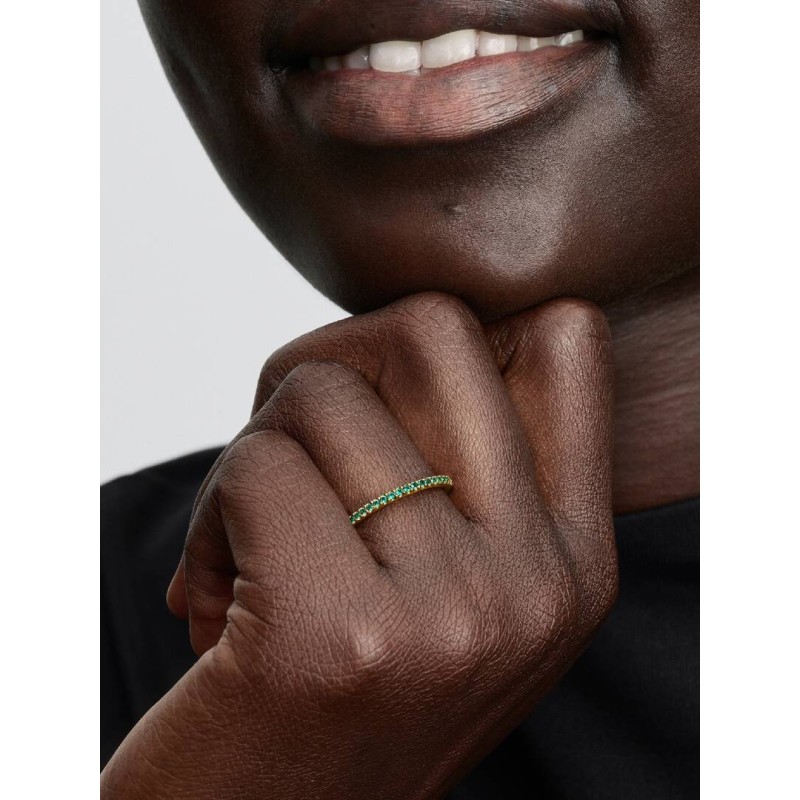 14k gold-plated ring with ocean green crystal