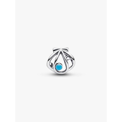 Openwork shell sterling silver charm with blue enamel 2