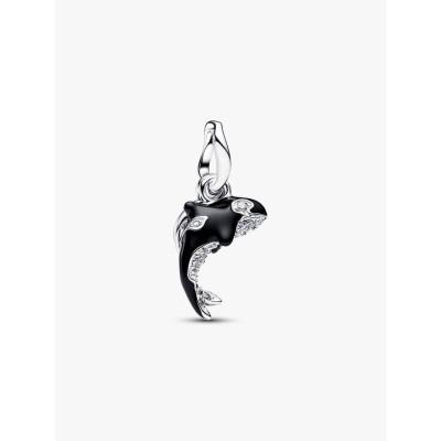 Orca sterling silver double dangle with clear cubic zirconia and black