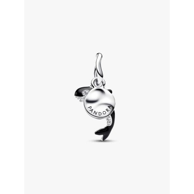 Orca sterling silver double dangle with clear cubic zirconia and black 2
