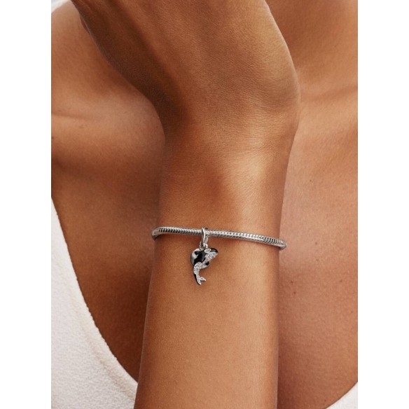 Orca sterling silver double dangle with clear cubic zirconia and black
