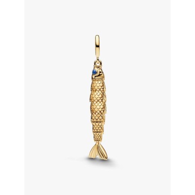 Articulated fish 14k gold-plated dangle with blue enamel 2