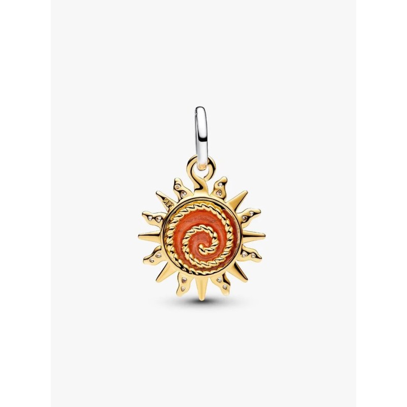 Sun sterling silver and 14k gold-plated dangle with clear cubic zircon