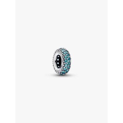 Abstract sterling silver spacer with icy blue crystal