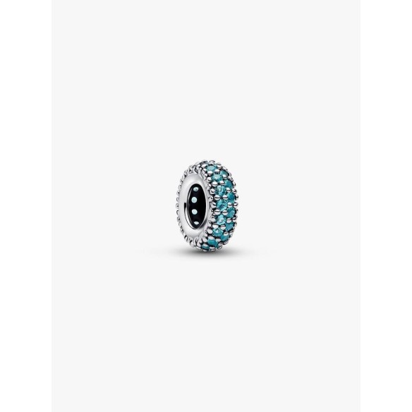 Abstract sterling silver spacer with icy blue crystal