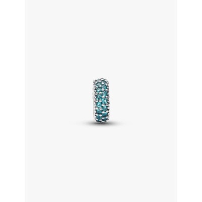 Abstract sterling silver spacer with icy blue crystal 2