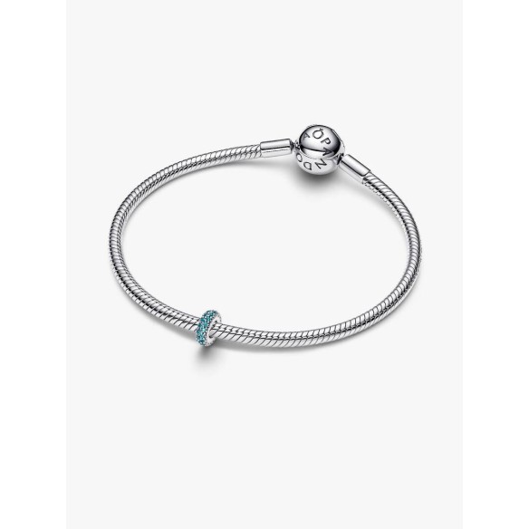 Abstract sterling silver spacer with icy blue crystal