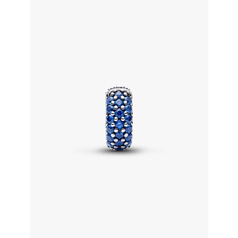 Sterling silver clip with royal blue crystal and silicone grip