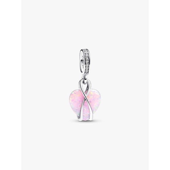 Charm Pendente Cuore di Mamma Rosa Opalescente