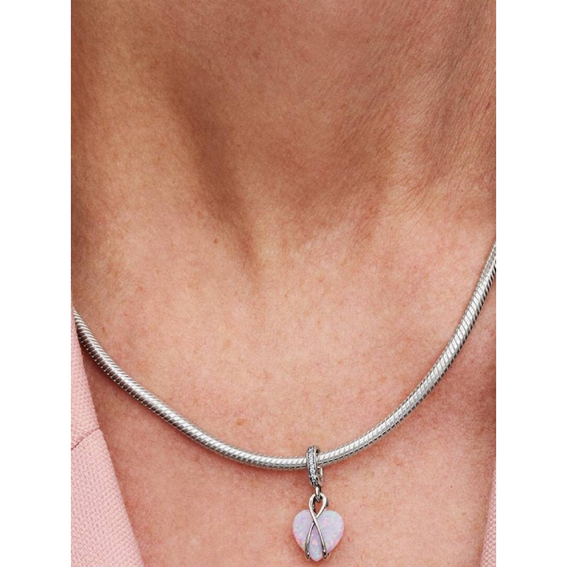 Charm Pendente Cuore di Mamma Rosa Opalescente