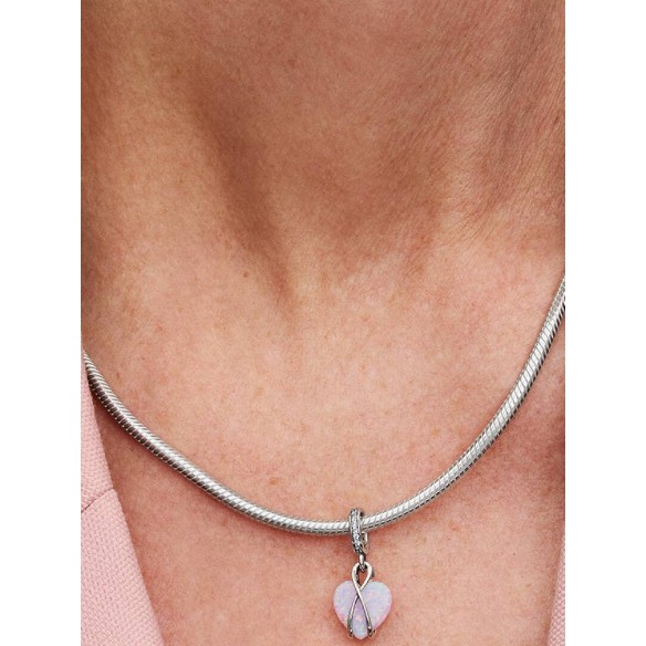 Charm Pendente Cuore di Mamma Rosa Opalescente