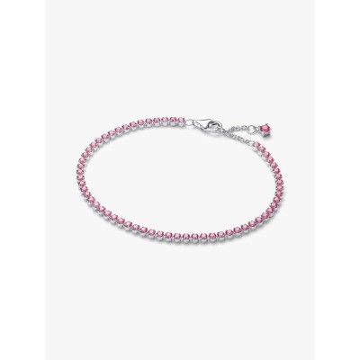 Sterling silver tennis bracelet with fancy pink cubic zirconia