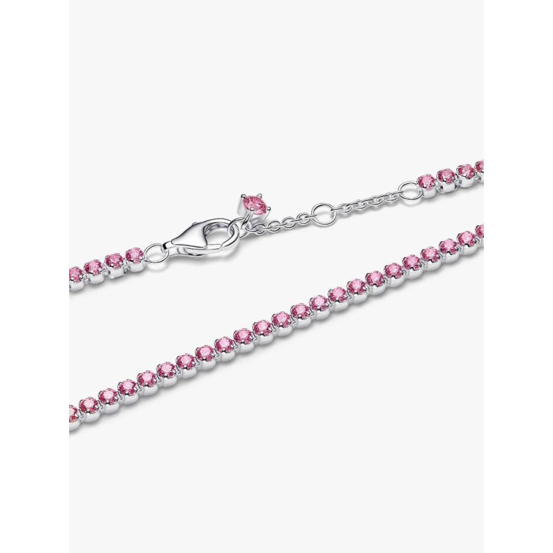 Sterling silver tennis bracelet with fancy pink cubic zirconia