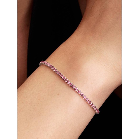 Sterling silver tennis bracelet with fancy pink cubic zirconia