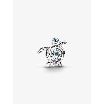 Openwork turtle sterling silver charm with turquoise enamel