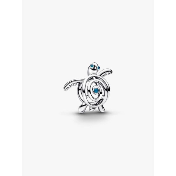 Openwork turtle sterling silver charm with turquoise enamel