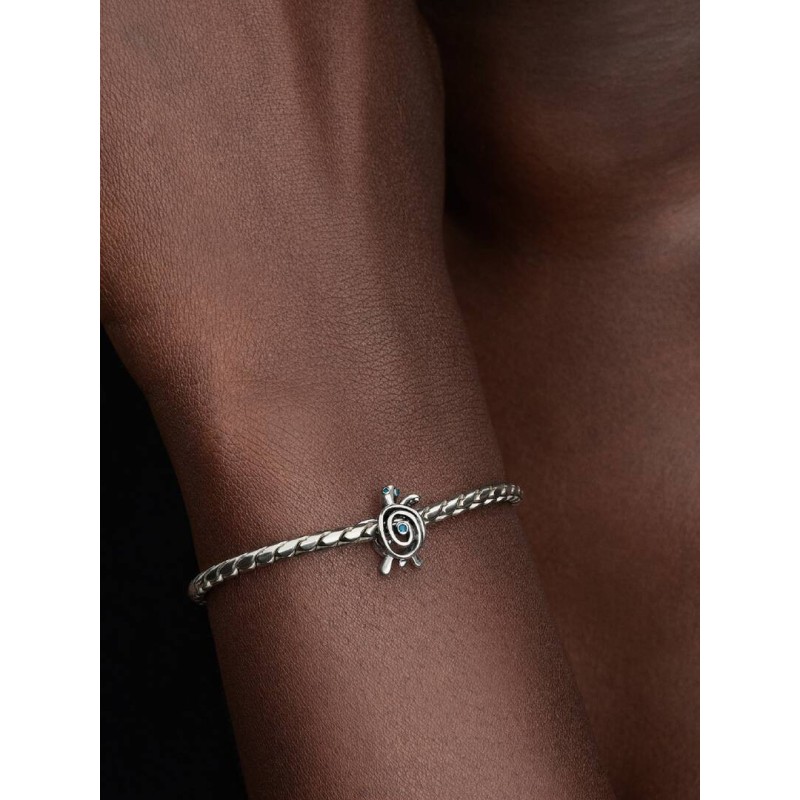 Openwork turtle sterling silver charm with turquoise enamel