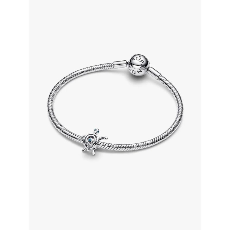 Openwork turtle sterling silver charm with turquoise enamel