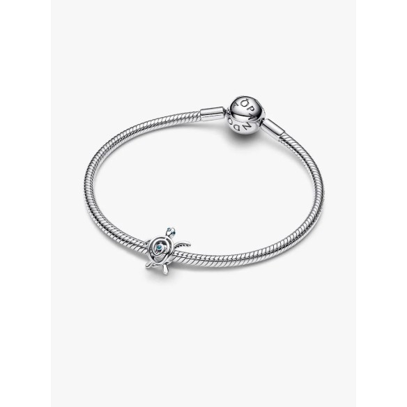 Openwork turtle sterling silver charm with turquoise enamel
