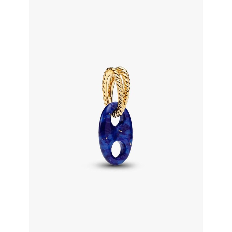Marine rope 14k gold-plated dangle with imitation lapis lazuli
