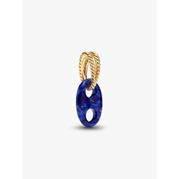 Marine rope 14k gold-plated dangle with imitation lapis lazuli