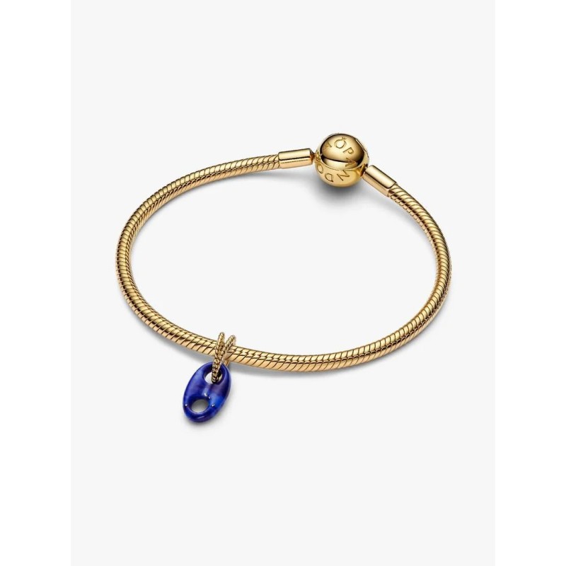 Marine rope 14k gold-plated dangle with imitation lapis lazuli