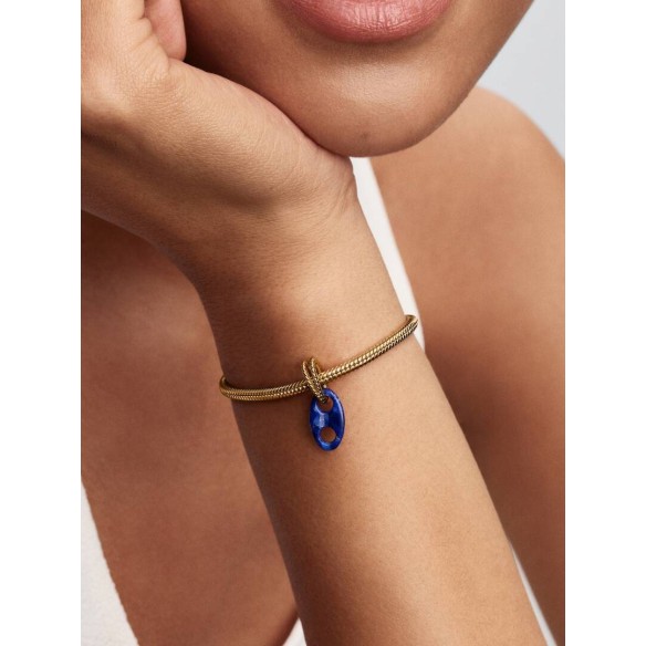 Marine rope 14k gold-plated dangle with imitation lapis lazuli
