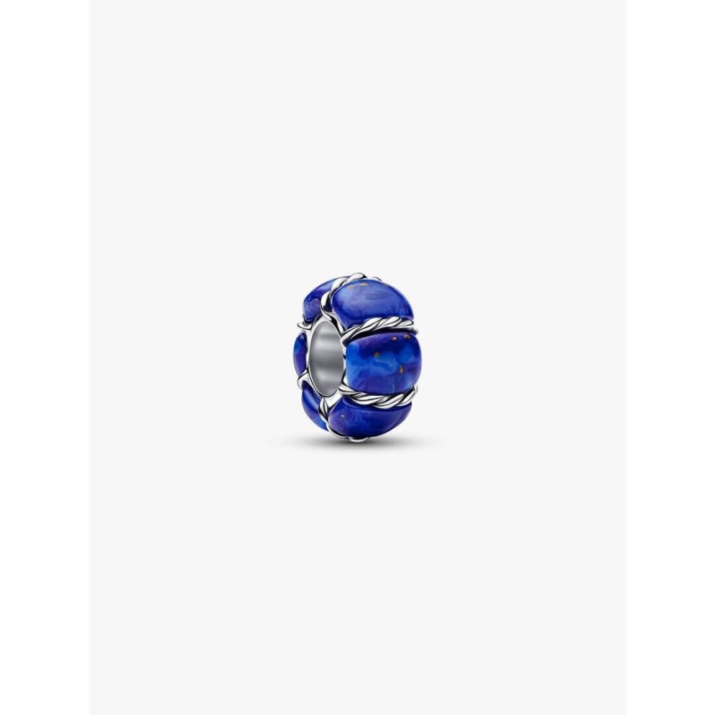 Maritime sterling silver spacer with imitation lapis lazuli