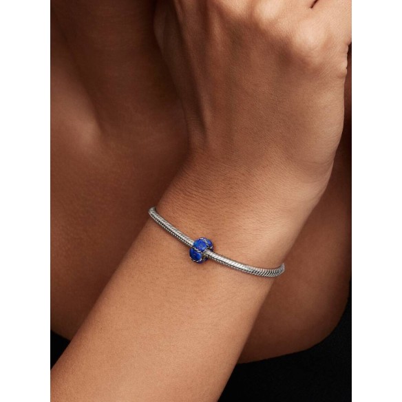 Maritime sterling silver spacer with imitation lapis lazuli