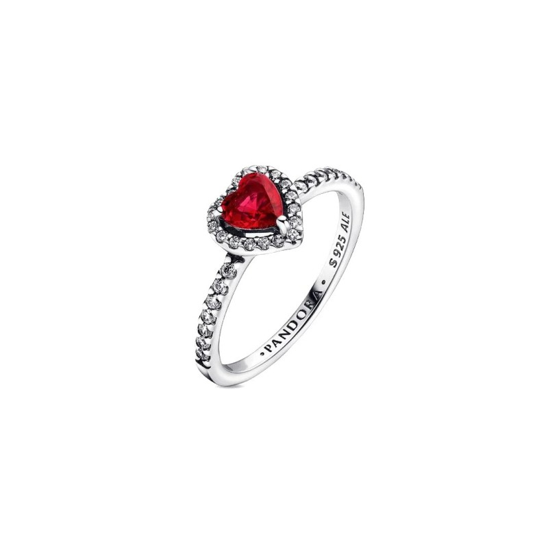 Heart sterling silver ring with cherries jubilee red crystal and clear
