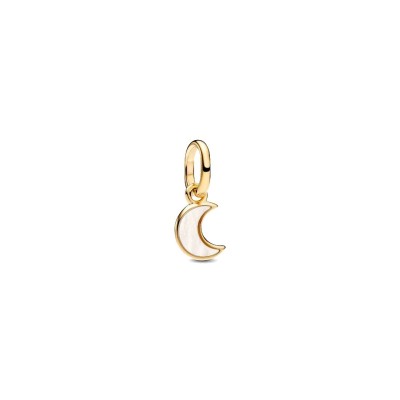 Moon 14k gold-plated mini dangle with white bioresin man-made mother o