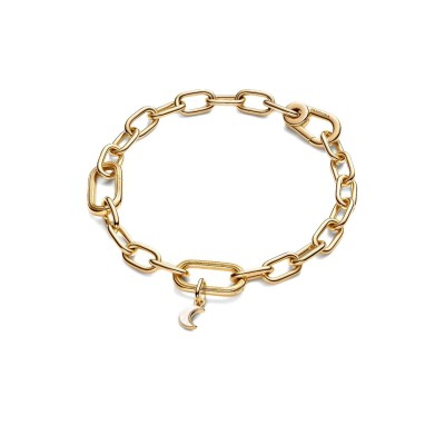 Moon 14k gold-plated mini dangle with white bioresin man-made mother o 2