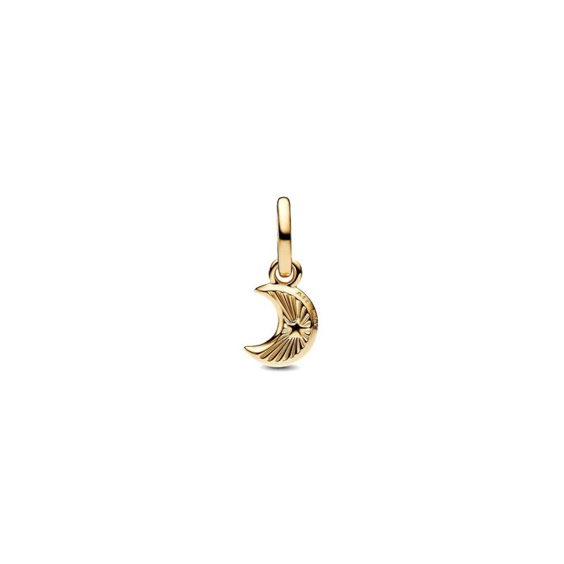 Moon 14k gold-plated mini dangle with white bioresin man-made mother o