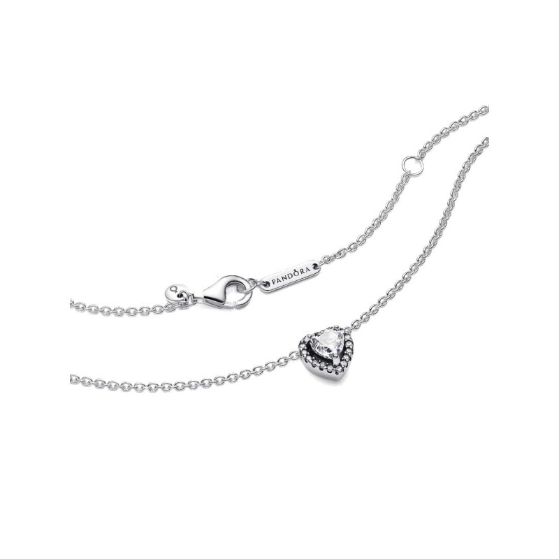 Heart sterling silver collier with clear cubic zirconia