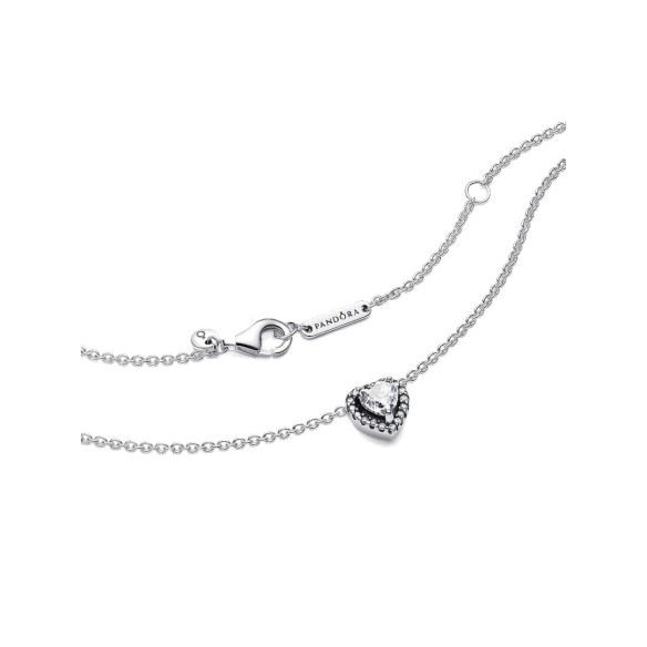 Heart sterling silver collier with clear cubic zirconia