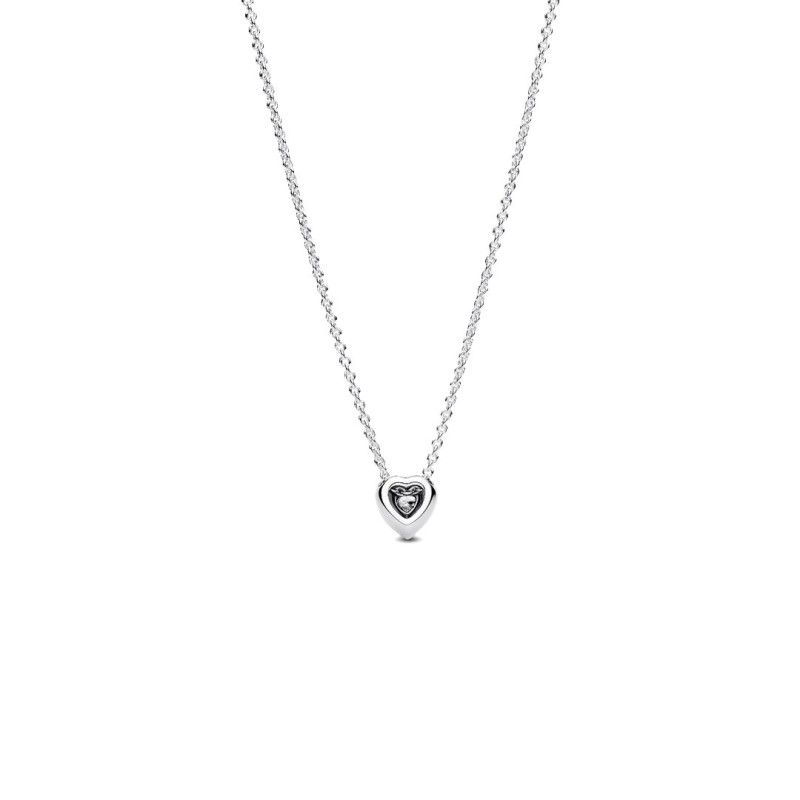 Heart sterling silver collier with clear cubic zirconia