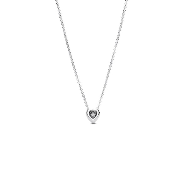 Heart sterling silver collier with clear cubic zirconia