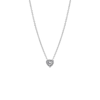 Heart sterling silver collier with clear cubic zirconia