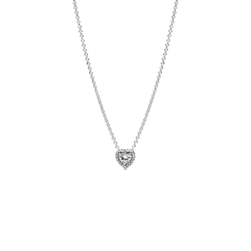 Heart sterling silver collier with clear cubic zirconia