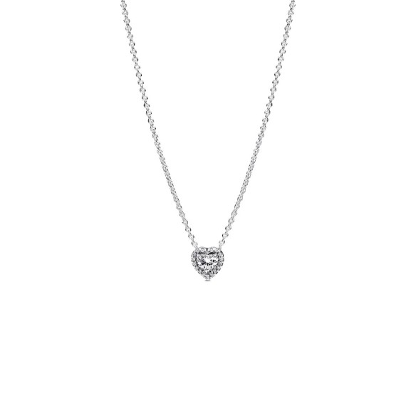Heart sterling silver collier with clear cubic zirconia