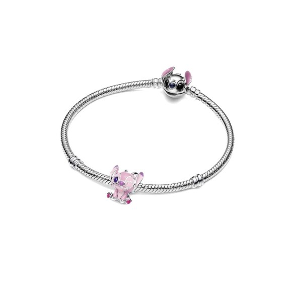 Disney Angel sterling silver charm with purple and pink enamel