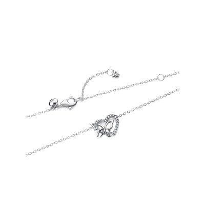 Heart and butterfly sterling silver collier with clear cubic zirconia 2