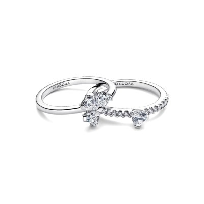Clover sterling silver splittable ring with clear cubic zirconia 2